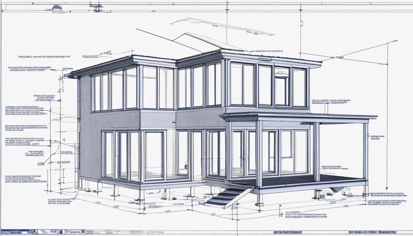 Under construction ADU beside a blueprint, None