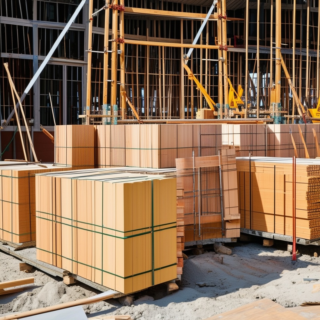 Affordable building materials on construction site