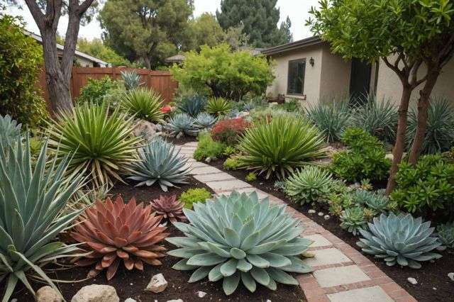 Drought-resistant garden, Encino, succulent plants